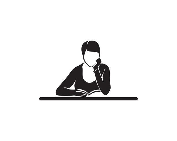  Reading Book logo and symbols Silhouette Illustration black  . vector