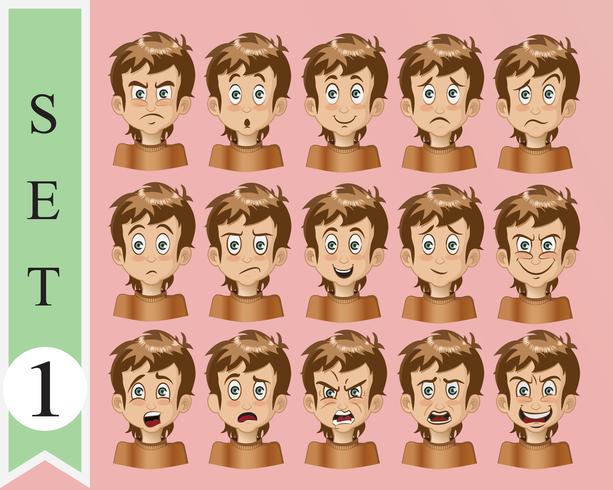 collection of vector cartoon emotion face