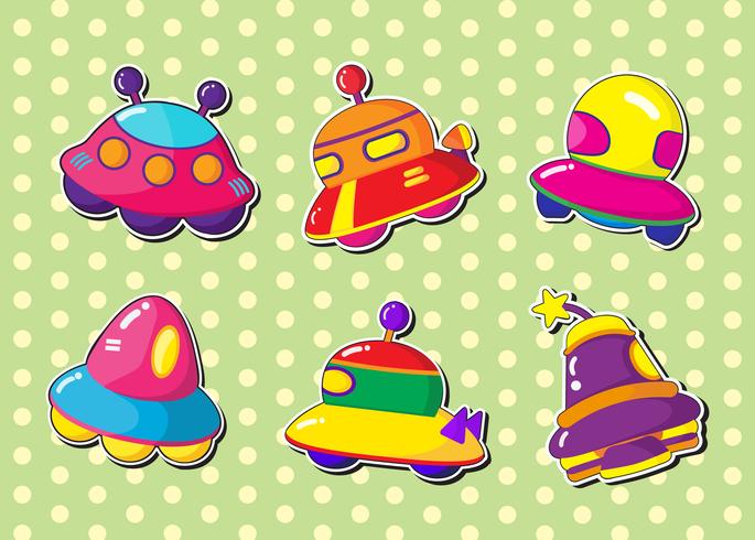 ufo stickers set vector