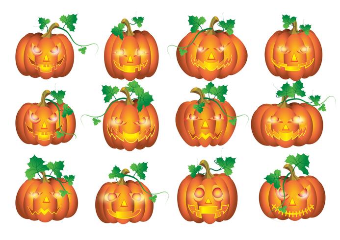 Set pumpkins for Halloween vector