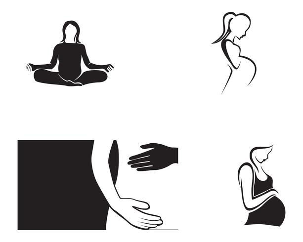 pregnant woman line art symbols template vector