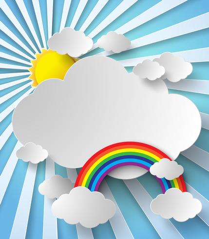 Sun shining Between the clouds and the rainbow vector