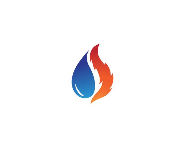 Gota de agua y fuego logotipo plantilla ilustración vector