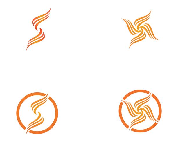 Plantilla de los iconos de logotipo y símbolos de la naturaleza llama de fuego vector