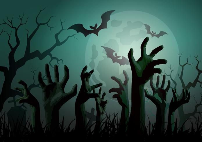 Ilustración de la fiesta de zombies de halloween. vector