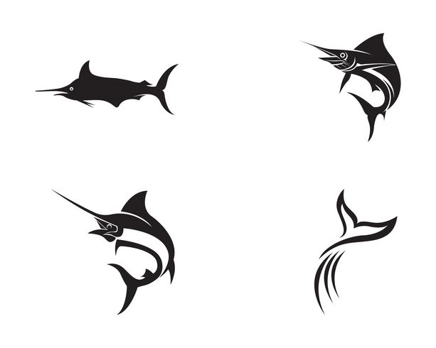 Icono de logo y símbolos de Marlin Jump Fish vector