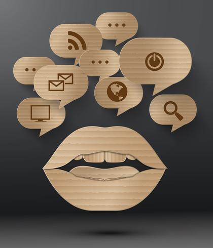 Abstract cardboard design of bubble speech. vector