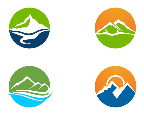 Montaña y agua Logo Business Template Vector