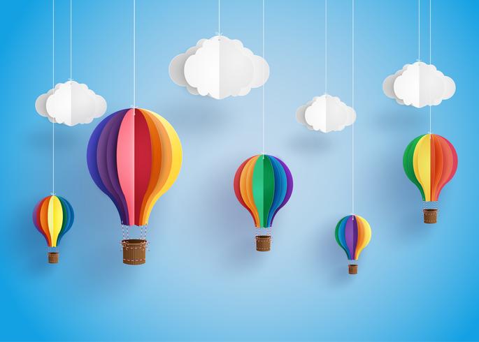 colorful hot air balloon and cloud. vector