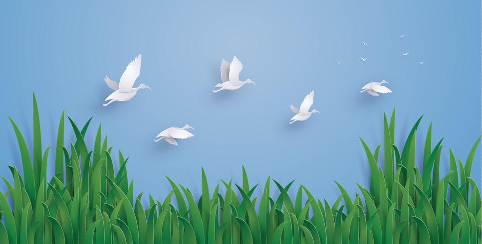 Los patos están volando hacia el cielo. vector