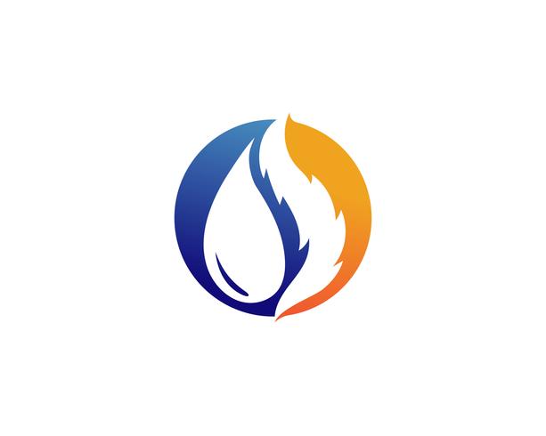 Water drop and fire logo template illustration vector