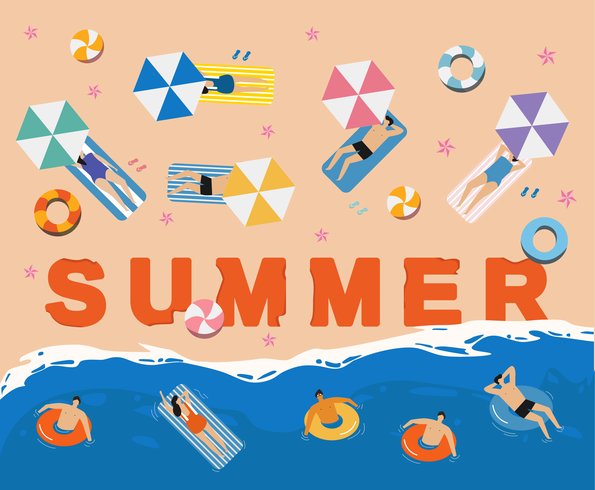 People Summer Vacation in the beach vector