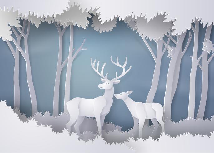 deers in the forest. vector