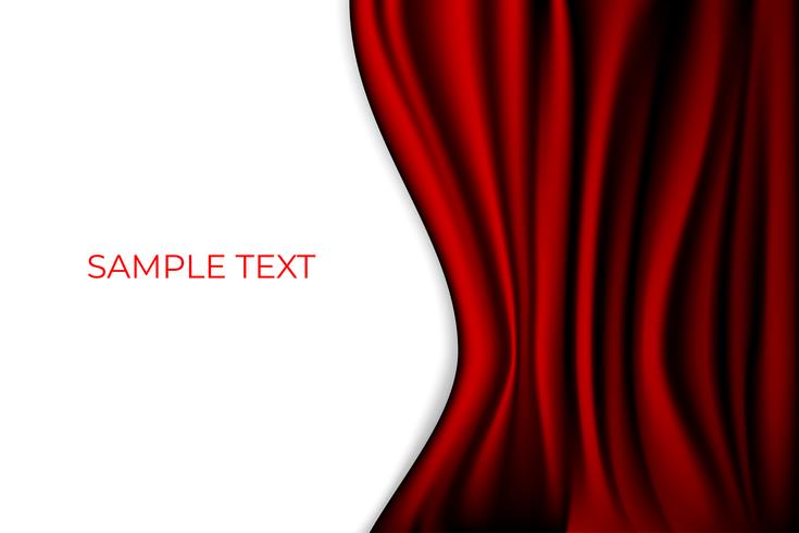 Red Curtain Theater Scene Stage Background. Backdrop with Luxury Silk Velvet. White Copyspace. vector