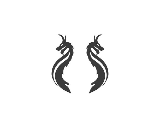 Head dragon flat color logo template vector