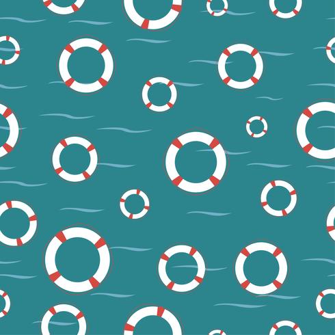 Seamless vector pattern with lifebuoy.