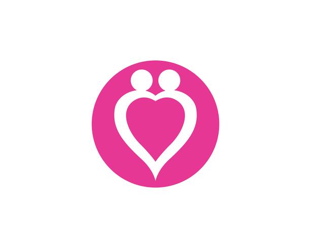 plantilla de logotipo y símbolos de cuidado familiar de amor vector