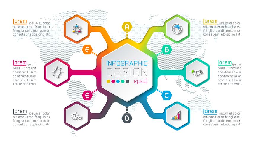 Hexagon inforgraphics on vector graphic art.