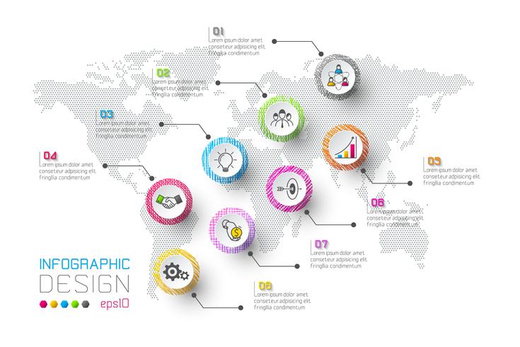 Business infographic with 8 steps. vector