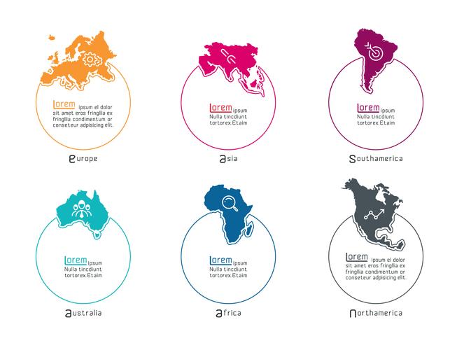 Continental infographics information on vector graphic art.