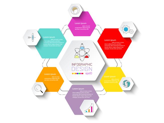 Business infographic with 6 steps. vector