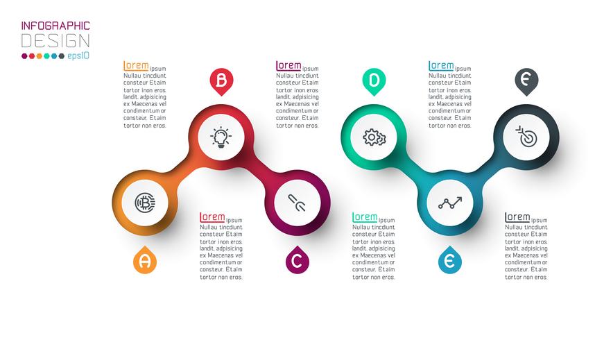 Circle label infographic with step by steps. vector