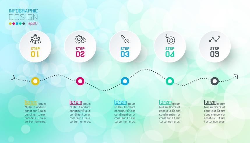 Infographics design on bokeh abstract background. vector