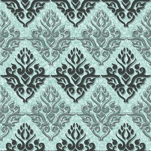 Victorian art floral seamless pattern. Green vintage background vector