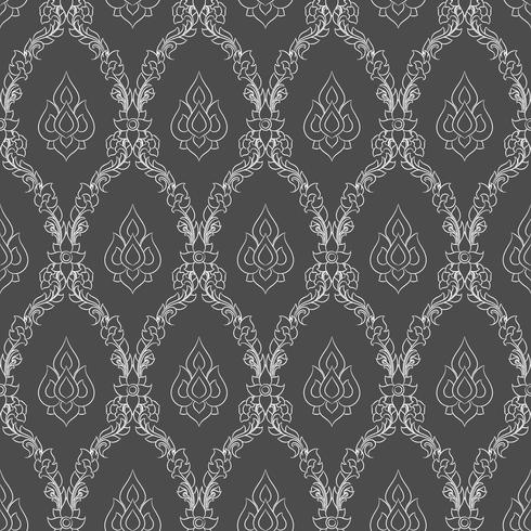 Seamless lined pattern thai art background decoration. vector