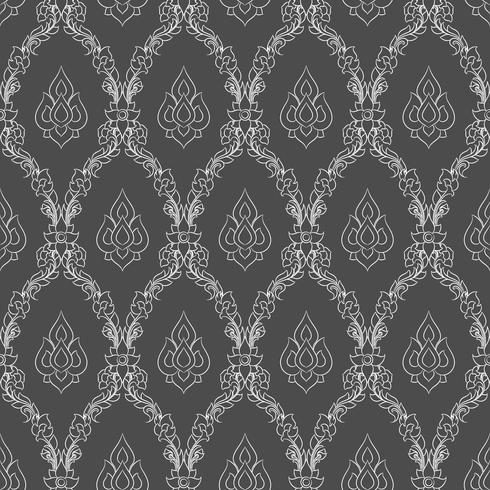 Seamless lined pattern thai art background decoration. vector