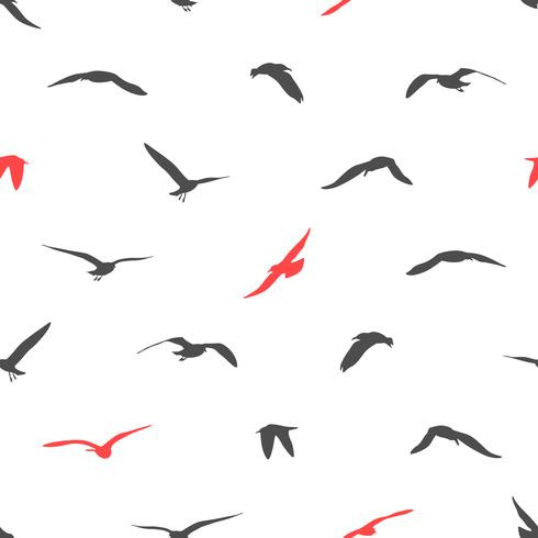 Silhouette of birds seamless background. vector