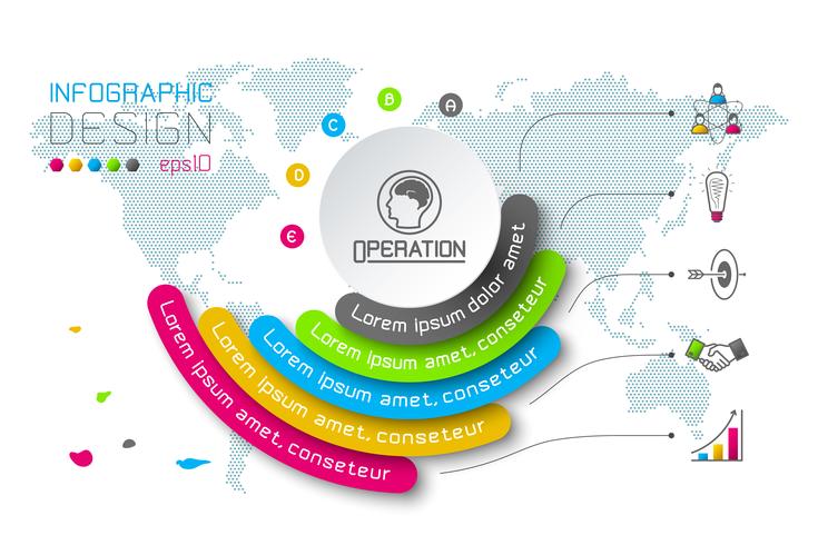 Business Infographics circle origami with shadow style Vector illustration.