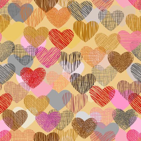 Color doodle in heart shape with seamless background. vector