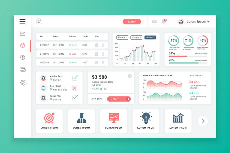 Dashboard admin panel template  vector