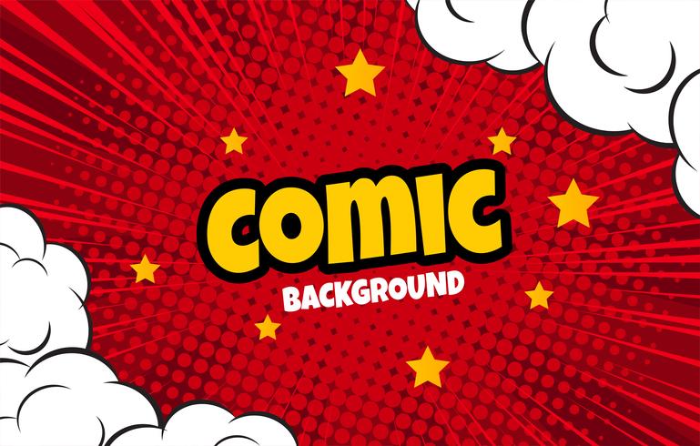 Red comic halftone background vector