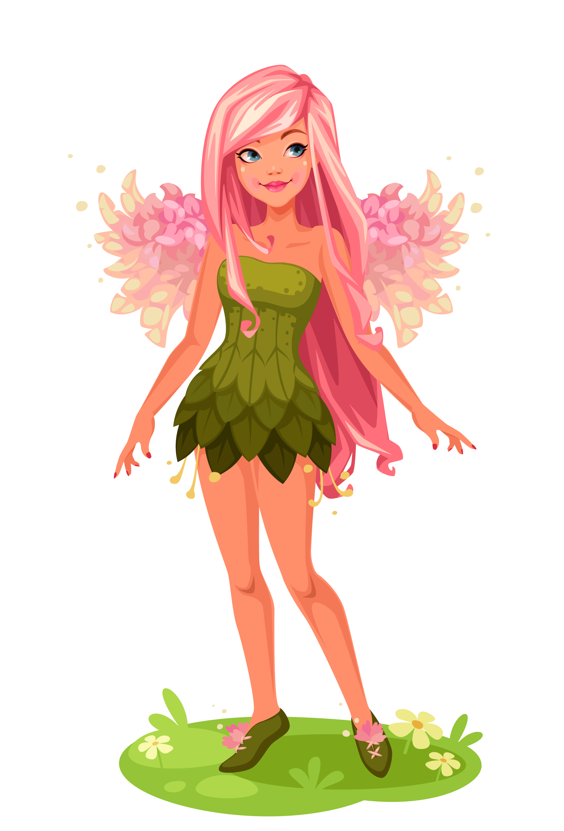 Pink wings Fairy standing 587572 Vector Art at Vecteezy