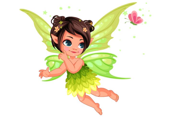 Beautiful little nature fairy flying  vector