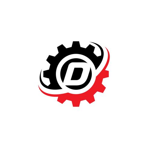 Plantilla de diseño de logotipo letra D Gear vector
