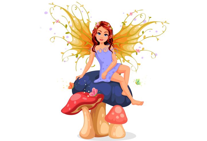 Beautiful nature fairy sitting vector