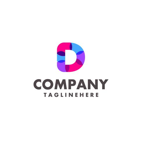 abstract colorful letter D logo design for business company with modern neon color vector