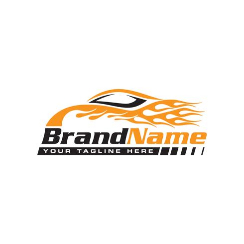 Automotive speed car with flame logo vector