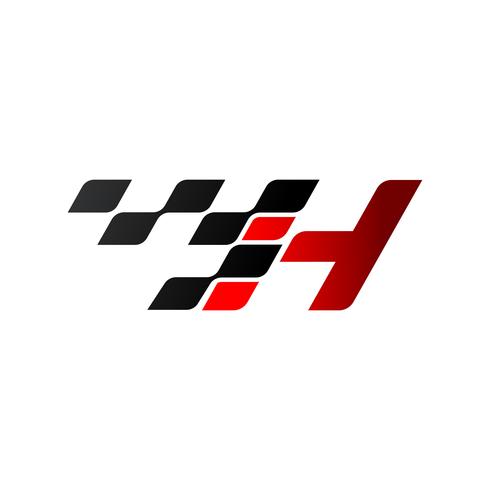 Letter H with racing flag logo vector