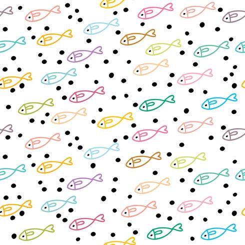 Cartoon cute sweet fish seamless pattern vector. vector