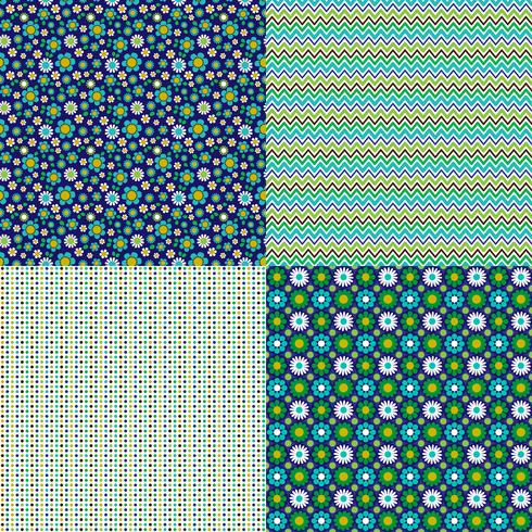 seamless floral and polka dot patterns vector