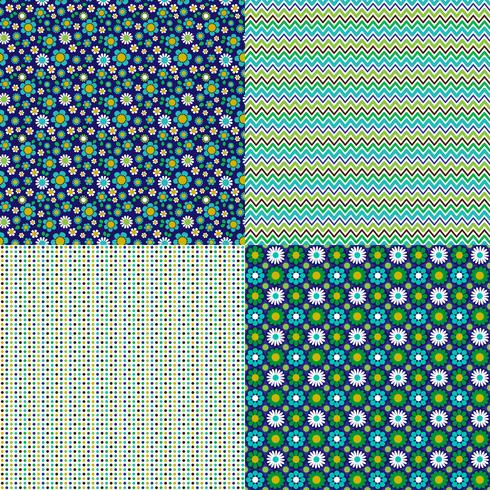 seamless floral and polka dot patterns vector