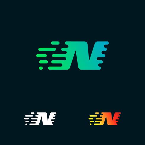 letter N modern speed shapes logo design vector
