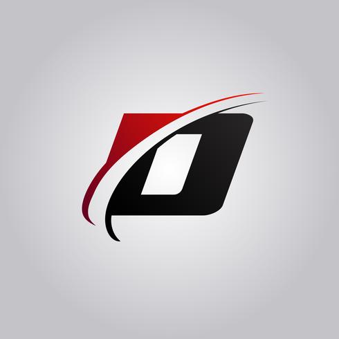 initial D Letter logo with swoosh colored red and black vector