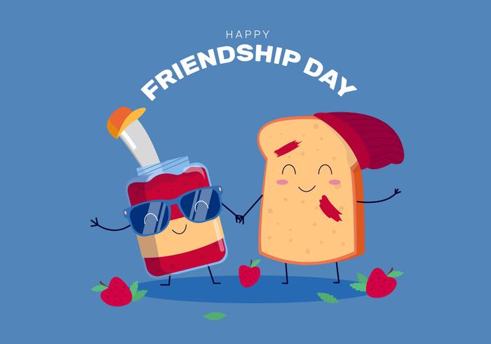 Funny Food Character Celebrate Friendship Day vector