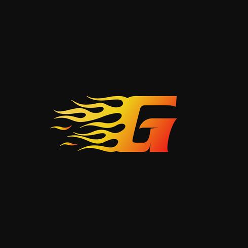 letter G Burning flame logo design template vector