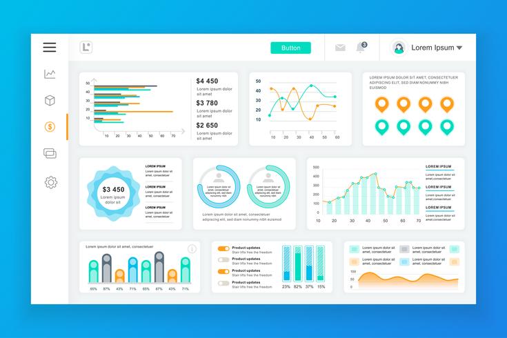 Dashboard Admin Panel Vector Design Template 587876 Vector Art At Vecteezy